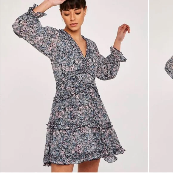 Apricot Floral Dress with Ruffle Details - Picture 11 of 13